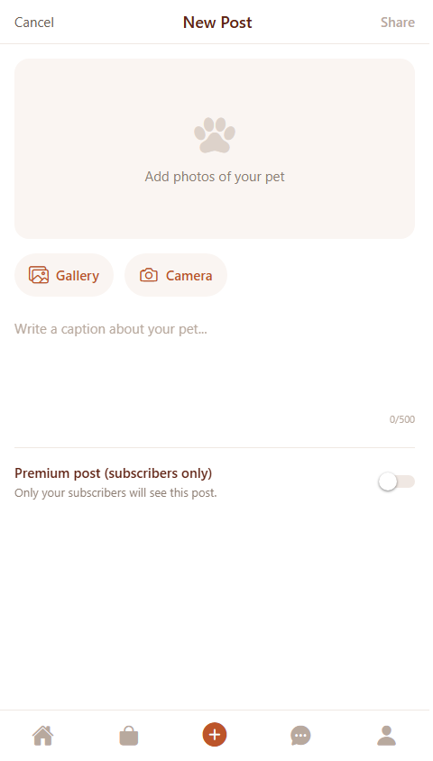 Only Pets: Photo, caption, sticker, and premium-post creation