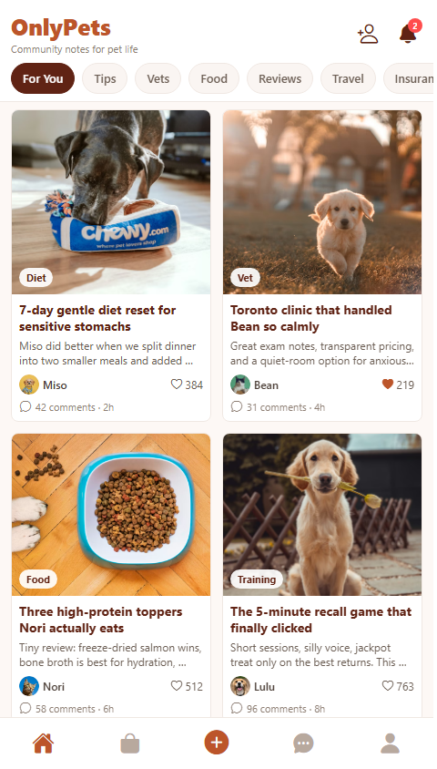 Only Pets product interface